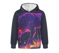 Zathe Felpe casual per ragazzi e ragazze, lupo magico fantasy, pullover top streetwear tasca a marsupio XXS, Lupo Magia Fantasy Art, 7-8 anni