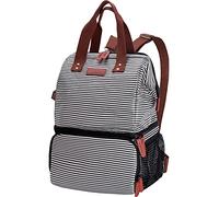 ZATOGOO 20L Borsa Zaino Termico, Doppio Strato Borsa Frigo Isoterma Zaino Frigo Borsa Termica Porta Pranzo Mantenere Alimenti Caldi o Freddi per Campeggio, Picnic, Barbecue, Lavoro - Strisce