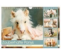 Zauberhafte Ponys. Kleine Pferdchen in lieblicher Öloptik (Wandkalender 2027 DIN A4 quer), CALVENDO Monatskalender: Duftige Ölbild-Illustrationen zwischen Stall, Wiese und Meereswind