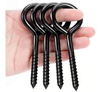 ZAUGONTW Bulloni a occhiello da 12,7 cm, ganci a vite in acciaio inossidabile, 4 ganci a occhiello neri grandi per appendere, fissaggi, applicazioni resistenti