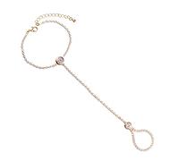 ZAVANA Bracciali schiavi per donne e ragazze - Gioielli Boho mano con anello, argento o oro diamante braccialetto con cristalli, 18 cm, Cristallo Zirconia cubica