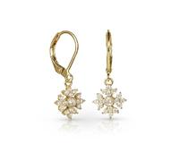 Zavana Orecchini da donna pendenti in fiocco di neve, Taille Unique, Ottone, Zirconia
