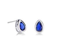 Zavana Orecchini Solitari con Pietre a Forma di Pera Incastonate a Castone, Delicati Orecchini Punto Luce Argento Per Donna e Ragazza, Semplici Orecchini Blu Zaffiro con Zirconi a Forma di Goccia