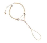 ZAVANA Parure per Donna e Ragazza, Catena a Mano Con Anello e Zirconi, Bracciale Bohemian, 17 cm, Oro Giallo