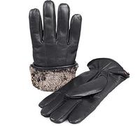 Zavelio - Guanti da uomo in pelle di pecora, foderati in pelle di pecora - nero - Large