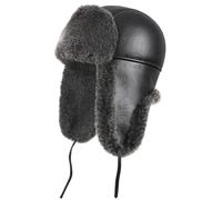 Zavelio Unisex Shearling Sheepskin Leather Aviator Russo Ushanka Trapper Cappello di pelliccia invernale, Nero , L