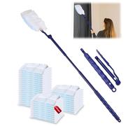 Zavixa 60 Pezzi Ricariche per Spolverino,Kit per Spolverare Elettrostatico,Fibra Superfine Spolverino Polvere con 1 Manico 1 Manici Telescopici,Piumino per Catturapolvere Pulisci Polvere e Capelli