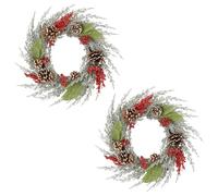 Zavothy 2PCS Corona di Natale per porta 50 cm, corona natalizia, corona artificiale con pigne e palline di Natale, corona dell'Avvento, decorazione natalizia, decorazione per la porta di casa, Selady