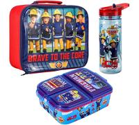 Zawadi Global Fireman Sam - Set per il pranzo per bambini, con borsa termica per il pranzo, contenitore per il pranzo multiscomparto e bottiglia d'acqua da 580 ml, per scuola, viaggi, senza BPA