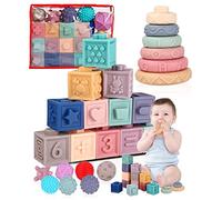 Zawaer Giochi Bambini 1 Anno Montessori, 25 PCS Cubi Impilabili Giochi Bambini Giochi Educativi Montessori Bambino |Giocattoli Giochi per Bambini 6 Mesi, Giocattoli Montessori per Bambini