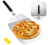 Zawaer Pala per Pizza Corta Forata, Professionale Acciaio Inossidabile, Supporto di una Grande Superficie, con Manico Pieghevole per Forno e Barbecue per Cuocere Pane, più Stabile
