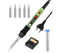 Zawaer Saldatore a Stagno, Saldatore Kit 80W,Temperatura Regolabile180 ℃-500 ℃ Stagnatore Elettrico, con ON/OFF con 5 Punte di Saldatura, Supporto per Riparazione,per Riparazione Saldatura Giornaliera