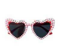 ZAWBNREOPC Occhiali da sole a forma di cuore con lettere e decorazioni in perle, occhiali da sole da sposa adatti for feste di matrimonio e celebrazioni occhiali da sole