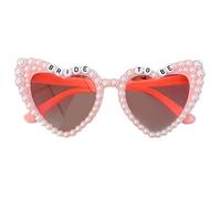 ZAWBNREOPC Occhiali da sole a forma di cuore con lettere e decorazioni in perle, occhiali da sole da sposa adatti for feste di matrimonio e celebrazioni occhiali da sole
