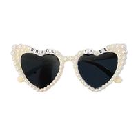 ZAWBNREOPC Occhiali da sole a forma di cuore con lettere e decorazioni in perle, occhiali da sole da sposa adatti for feste di matrimonio e celebrazioni occhiali da sole