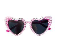 ZAWBNREOPC Occhiali da sole a forma di cuore con lettere e decorazioni in perle, occhiali da sole da sposa adatti for feste di matrimonio e celebrazioni occhiali da sole