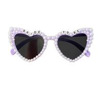 ZAWBNREOPC Occhiali da sole a forma di cuore con lettere e decorazioni in perle, occhiali da sole da sposa adatti for feste di matrimonio e celebrazioni occhiali da sole