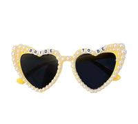 ZAWBNREOPC Occhiali da sole a forma di cuore con lettere e decorazioni in perle, occhiali da sole da sposa adatti for feste di matrimonio e celebrazioni occhiali da sole