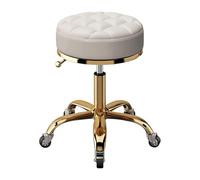 ZAWBNREOPC Sgabello a rulli girevole rotondo Sgabello idraulico pesante Altezza regolabile Base in oro titanio, for ufficio di lavoro spa(White)