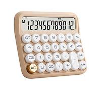 ZAWELIYO Calcolatrice a 12 Cifre Calcolatrice a Pulsanti Grandi Calcolatrice da Tavolo a 12 Cifre con Ampio Display LCD e Fondo Antiscivolo per Ufficio, Scuola, Casa (Colore del tè al latte)
