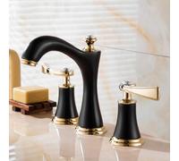 ZAWELIYO Rubinetto per Lavabo a Tre Fori, Rubinetto Diviso in Oro Spazzolato o Cromato con Struttura in Rame Massiccio, Set Centrale G1/2 Pollici per Lavabo (Oro Nero)