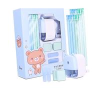 ZAWELIYO Set di Cancelleria per Studenti con Temperamatite Resistente (Blu) | Design Kawaii, portatile per la scuola, include matita e gomma