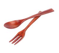 ZAWELIYO Set Forchetta e Cucchiaio in Legno Resistente Al Calore Utensile da Durevole per L'ufficio del Ristorante di Casa, Materiale Naturale Robusto Cottura e una Pulizia Facile (Un set di