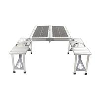 ZAWELIYO Tavolo Pieghevole con Pannello Solare da 100 W con 4 Sgabelli e Ricarica USB per Picnic e attività All'aperto Alluminio Leggero