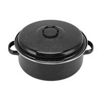 ZAWELIYO Teglia per Arrosti Smaltata con Coperchio, Teglia per Barbecue Nera Antiaderente per Patate Dolci, Castagne, Carne, Cottura nel Forno Domestico con Griglia, Lavabile in (Copertura in ferro