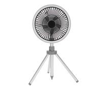 ZAWELIYO Ventilatore da Campeggio Oscillante Portatile con Luce e Caricatore per Tenda da Pesca, Picnic, 3 velocità, 3 in 1, Funzionamento a Batteria, Materiale ABS (Grigio)