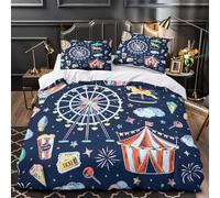 ZAWPPEUIO Carnival Illustrations copripiumino 3 Pezzi microfibra ultra morbida stampa 3D con federa Fun Fair Doodle Set Di Copripiumino cerniera ariosa ultra morbido for adolescenti King（220x240cm）