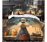 ZAWPPEUIO Chef Dog Coon Set Copripiumino morb microfibra 3Pz stampa di 3D con fed Animated Kitchen Set Copripiumino con fed per cuscini ultra trasp morb for adulti Super king（260x220cm）