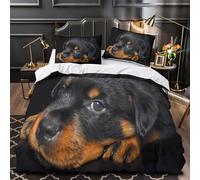 ZAWPPEUIO Cute Puppy copripiumino stampa 3D microfibra trasp 3Pz con cerniera black And Tan Set Copripiumino cerniera traspirante morb e trasp per bambini Super king（260x220cm）