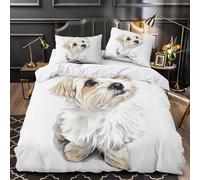 ZAWPPEUIO Cute Puppy Disegno Set Di Copripiumino 3 Pezzi microfibra ultra morbido stampa 3D con federa hand Drawn Pet Set Di Copripiumino cerniera nascosta traspirante for bambini Double（200x200cm）