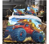 ZAWPPEUIO Dinosaur Adventure Copripiumino 3 Pezzi microfibra morbida stampa 3D cerniera nascosta con federe ultra traspirante Coon Fun Set Di Copripiumino for ragazzi e ragazze Double（200x200cm）