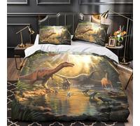 ZAWPPEUIO Dinosaur Copripiumino microfibra ultra morbida 3 Pezzi stampa 3D con cerniera Prehistoric Jungle Set Di Copripiumino con federa per cuscini morbido for ragazzi Single（135x200cm）
