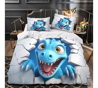 ZAWPPEUIO Dinosaur Peeking copripiumino stampa 3D microfibra morbida 3 Pezzi con federa Coon Fun Set Di Copripiumino cerniera ariosa morbido for ragazze King（220x240cm）