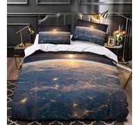 ZAWPPEUIO Eh Alba copripiumino 3 Pezzi microfibra traspirante stampa 3D con federa space Set Di Copripiumino cerniera traspirante morbido e comodo for coppie Single（140x200cm）