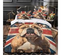 ZAWPPEUIO English Bulldog Set Di Copripiumino microfibra ultra morbida 3 Pezzi stampa 3D con federa Vintage Set Di Copripiumino con federa per cuscini traspirante for ragazzi Single（140x200cm）