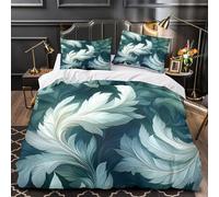 ZAWPPEUIO Feather s Set Di Copripiumino ultra microfibra 3 Pezzi stampa 3D con cerniera istic Floral Set Di Copripiumino con federa soffice traspirante for bambini King（220x240cm）