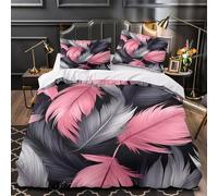 ZAWPPEUIO Feather Set Di Copripiumino morbida microfibra 3 Pezzi motivo 3D con cerniera Vintage Floral copripiumino con federa per cuscini traspirante ultra morbido for bambini Single（140x200cm）