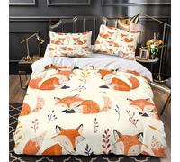 ZAWPPEUIO Foxes Sleeping Set Di Copripiumino morbida microfibra 3 Pezzi stampa 3D con federa Coon Autunno Set Di Copripiumino cerniera nascosta morbido for ragazze Super king（260x220cm）