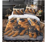 ZAWPPEUIO German Shepherd Family Copripiumino microfibra ultra morb 3Pz stampa 3D con fed istic Canine Portrait Set Copripiumino con fed soffice ultra trasp morb for adulti Super king（260x220cm）