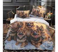 ZAWPPEUIO German Shepherd Pack Set Di Copripiumino 3 Pezzi motivo 3D microfibra morbida con federa Inverno Scenic Dog copripiumino cerniera nascosta traspirante for ragazze Super king（260x220cm）