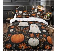 ZAWPPEUIO Halloween Ghosts Copripiumino 3 Pezzi stampa di 3D microfibra traspirante con cerniera Coon Spooky Set Di Copripiumino con federa per cuscini ultra morbido for adolescenti Double（200x200cm）