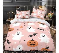 ZAWPPEUIO Halloween Ghosts Set Di Copripiumino microfibra ultra morbida 3 Pezzi motivo 3D con federa coon Spooky Set Di Copripiumino con federa soffice ultra morbido for adulti King（220x240cm）