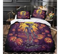 ZAWPPEUIO Halloween Skeleton copripiumino stampa di 3D microfibra morbida 3 Pezzi con federa coon Spooky Set Di Copripiumino cerniera nascosta traspirante for ragazze Super king（260x220cm）