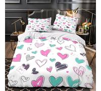 ZAWPPEUIO He Doodles Set Di Copripiumino 3 Pezzi microfibra ultra morbido stampa 3D con federa Colorful Hand Drawn Set Di Copripiumino cerniera soffice ultra morbido for adolescenti Single（140x200cm）