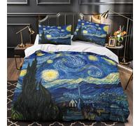 ZAWPPEUIO Night Sky Swirl copripiumino 3 Pezzi microfibra traspirante motivo 3D con federa postimpressionist Set Di Copripiumino cerniera nascosta ultra morbido for bambini King（220x240cm）