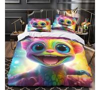ZAWPPEUIO Rainbow Creature copripiumino stampa di 3D incluso federe microfibra ultra morbido 3 Pezzi cerniera nascosta Fantasia Cute Set Di Copripiumino for bambini King（220x240cm）